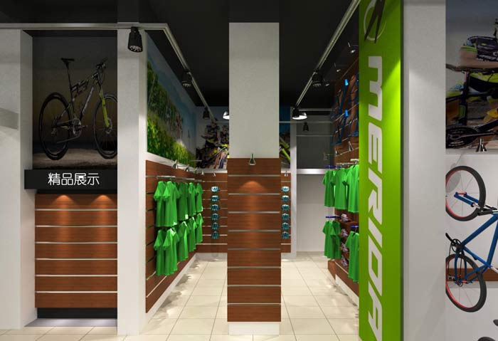 潮流、時尚自行車店精品展示區(qū)域裝修設(shè)計案例效果圖