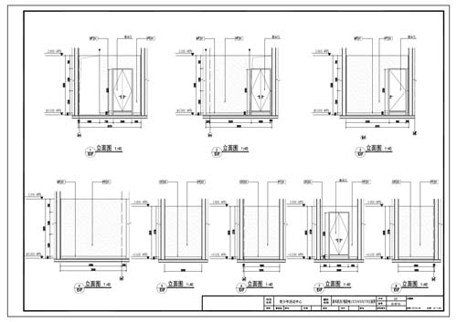 青少年活動中心深化設(shè)計施工圖新風(fēng)機房/強弱電1/2/3/4/5/6/7/8立面圖